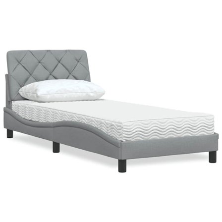 Bed with Mattress Light Grey 90x200 cm Fabric