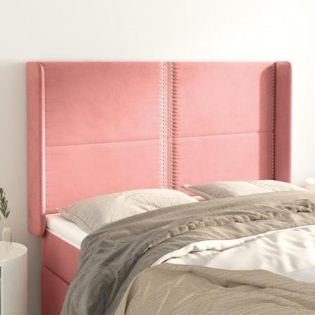 Vidaxl Huvudgavel Med Kanter Rosa 147x16x118/128 Cm Sammet Rosa