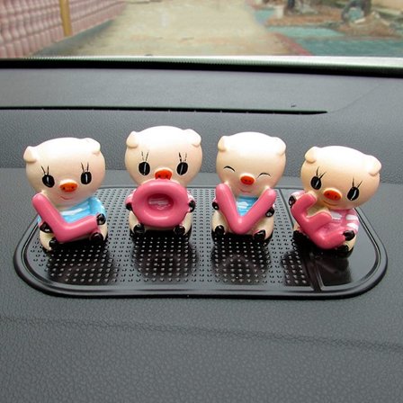 Söt Bilinstrumentbräda Dekoration Tillbehör, LOVE Liten Gris Interiör Passar Bilen En Gris Dekoration Bilstyling Gris - 4 st/set