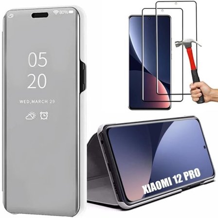 Skyddshölje - E.F.CONNECTION - Xiaomi 12 Pro - Silver - Genomskinligt fönster - 360° skydd