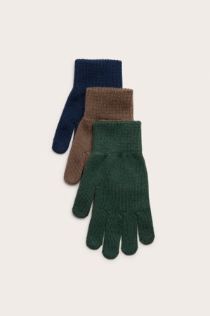 Kappahl | Rękawiczki pięciopalczaste, 3-pak Ciemnoniebieski 9-14Y | Ciemnoniebieski