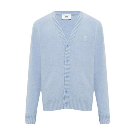 Ami Paris Cashmere cardigan with logo Blå, Herre Cardigans