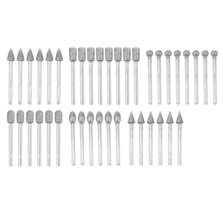 40-delad diamantborrstensskulpteringsset för roterande verktyg med 1/8-tums skaft för polering och gravering av sten