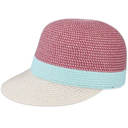 Seeberger - Röd fitted Keps - Cap In Stripe Design Fuchsia-Aqua Fitted @ Hatstore