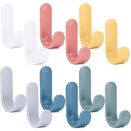 12 stk. selvklæbende kroge vægophæng plast kreativ sød J-formede kroge kraftige selvklæbende kroge til generel brug
