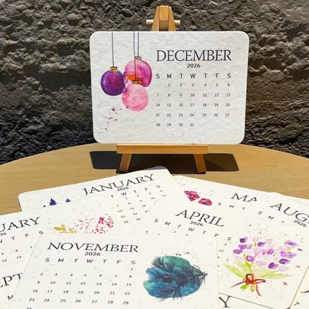 Biologisk nedbrytbar spirepapirkalender, plantbar kalender, 2026-kalender, hvit villblomstfrøpapirkalender_krukke