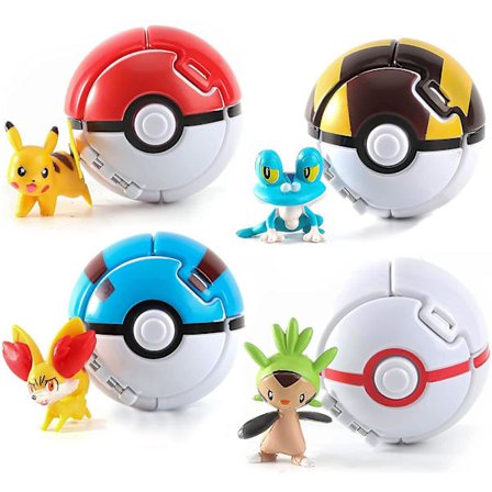 4pcs Pokeballs Comes With Poke-mon Figure Toys Kids Toys For Kids Birthday Party Gifts