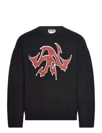 Weekday Patch Sweater - Black - XS