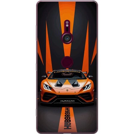 Sony Xperia XZ3 Gjennomsiktig deksel Lamborghini Huracán oransje sportsbil supercar frontvisning racing luksusbil kraftig bil design eksotiskt kjøre