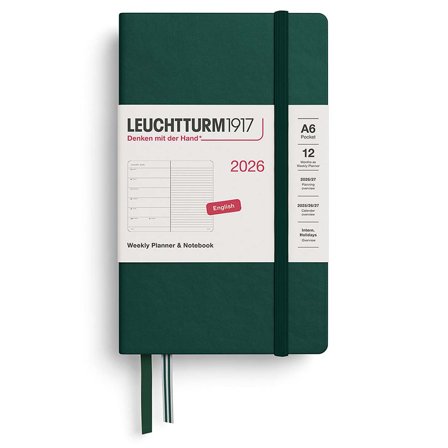 Leuchtturm1917 Kalender Weekly Planner & Notebook 2026 A6 Forest Green