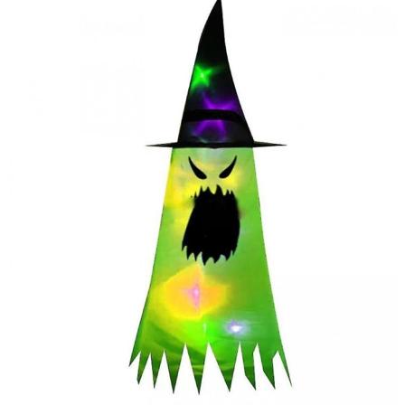 Halloween-koristeet Noitakoru, Ripustettava valaistu hohtava noitakoru (vihreä)