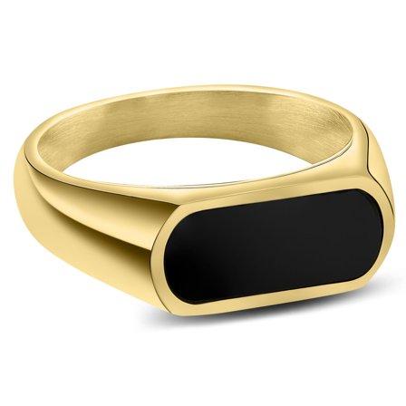 Orisun | Gold-Tone Black Onyx Signet Ring for Men - Signet rings