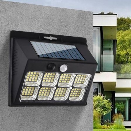 Solcelle vegglamper med bevegelsessensor, 3 moduser, 120 COB LED, utendørsbelysning, 4-pakning_TF_TF