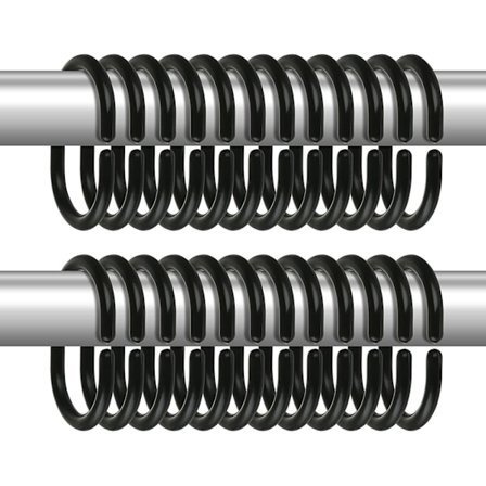 Set med 24 duschringar i plast, tillbehör för gardiner, 24