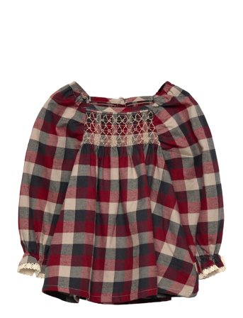 Wheat Dress L/S Lace Bella - Red - 80