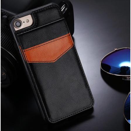 iPhone 6/6S Stilrent L derskal m Pl nbok/Kortfack SVART Svart