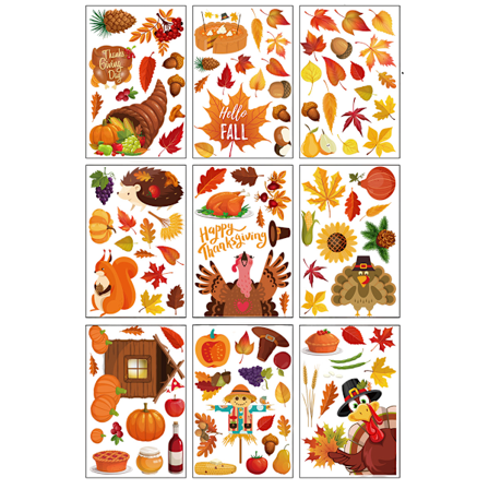 Höstfönsterdekoration för kontor, Höstfönsterdekaler, Löv Hem Skola Kontor, Thanksgiving-festdekorationer, Återanvändbara och hållbara, Statiska 