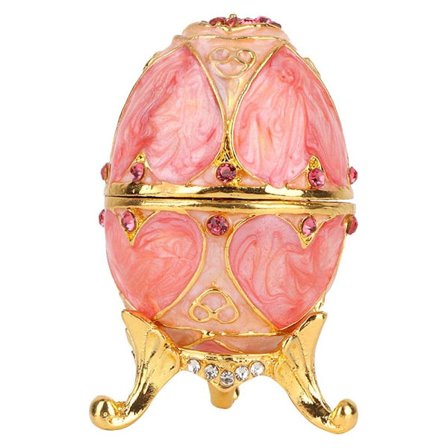 Vintage håndmalt Faberge-egg stil hengslet smykkeskrin med emalje Faberge-egg sett med glitrende diamanter