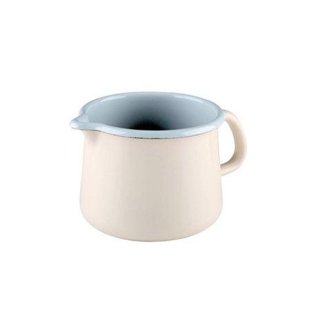 Riess Kanna med pip Ø12cm 1 liter Emalj Ny Avorio Travertin extra-tjock