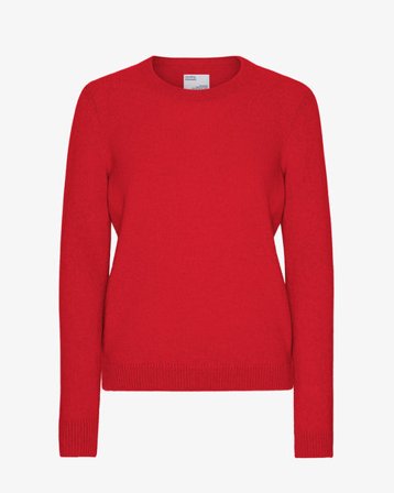 Women Classic Merino Wool Crew - Scarlet Red - Female - M