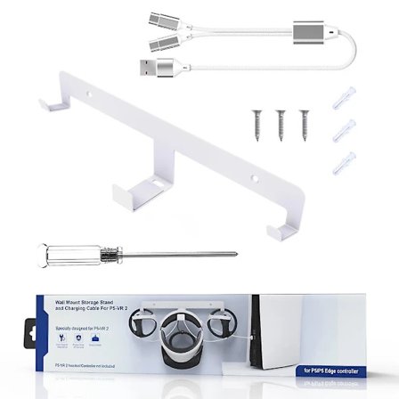 【PP】VR Seinäteline PS VR2 -kuulokkeille Säilytysteline latauskaapelilla ja ruuveilla