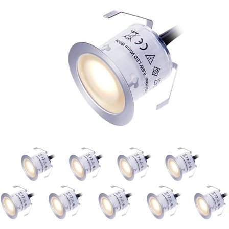 10-pack LED-däckbelysningsset 12V Lågspänning Vattentät IP67 Varmvit Infälld Däckbelysning Markbelysning För Trapp Trädgård Patio Trägolv Utomhus