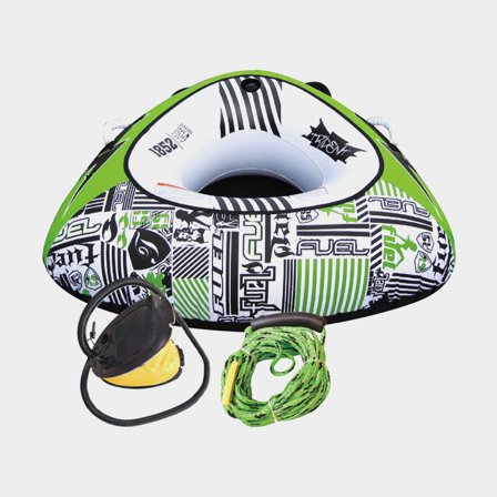 Aro de arrastre 1852-Marine Fuel, 1 persona, Ø137 cm, verde/blanco + cabo de arrastre + bomba de pie
