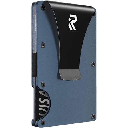 Kulfiberpung, RFID-blokerende kortholder til mænd, minimalistisk pengeseddelklemme - Gaver til mænd, fædre, kærester fødselsdag (marineblå)