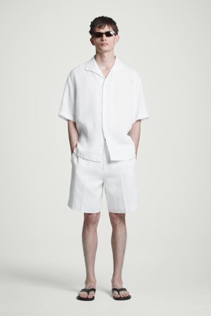 COS Men's Elasticated Linen Shorts in White
