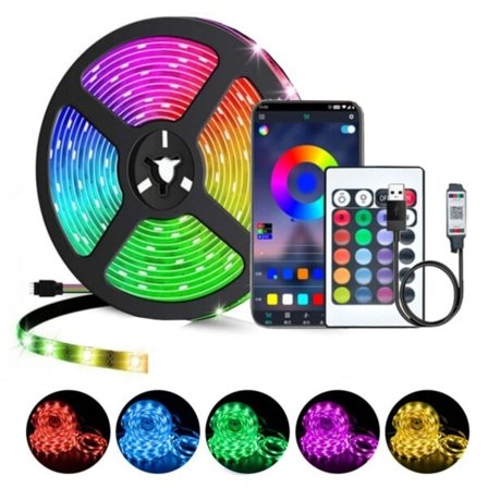 Smart RGB LED-ljusslinga med APP-fjärrkontroll 5m flerfärgad