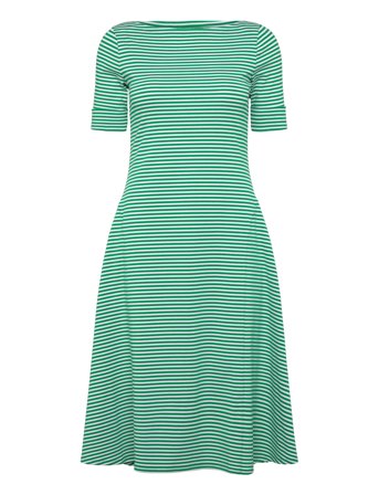 Lauren Ralph Lauren Striped Stretch Cotton Ribbed Midi Dress - Green - S