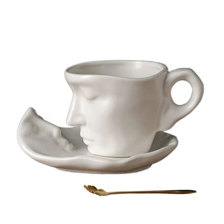 Keramisk Mugg för mänskligt ansikte Thinker Coffee Cup VIT