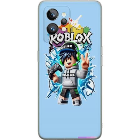 Kompatibelt Mobilskal till Realme Realme GT2 Pro Färgstark Roblox-karaktär med handkontroll och energifylld splash art design, perfekt för barnrum