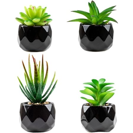Kunstige planter innendørs i potter, kunstige planter utendørs Mini Black Cera