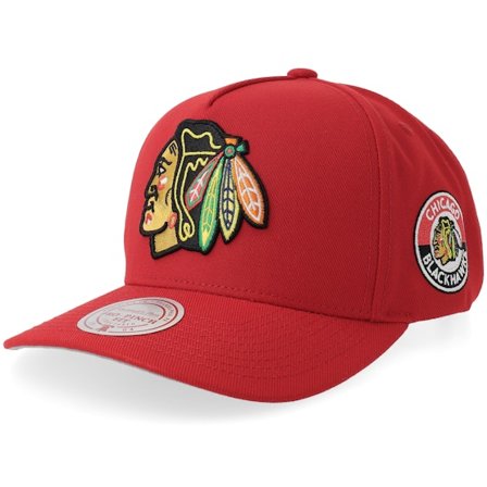 Mitchell & Ness - Rojo adjustable Gorra - Chicago Blackhawks Double Clutch Pro Cap Red A-Frame Adjustable @ Hatstore