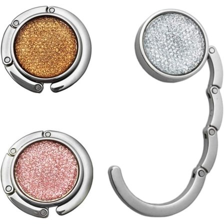 Vikbar Handväskhängare, Vikbar Handväskkrok, Vikbar Handväskkrok i Metall, Väskhållare för Bord, Rund Handväskhållare, Väskkrok (3-pack)
