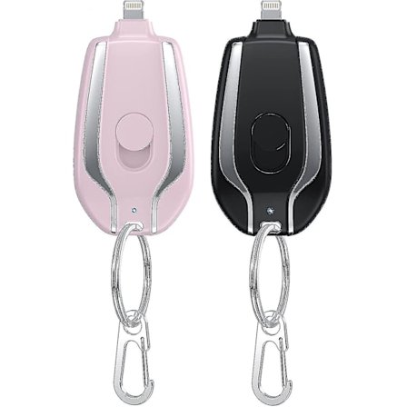 1500mah Keychain Phone Charger, mini Power Emergency Pod Kompatibel Iphone Eller Type-c Snabbladdning Power Bank Keychain(För iphone,Svart)