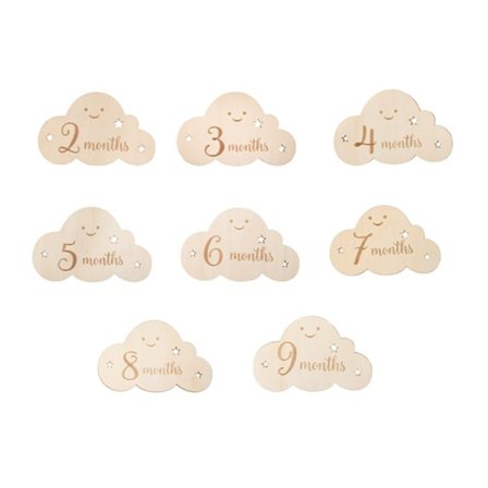 Baby Milestone Cards 8 st Nyfödd Trä Foto Kort Månadskort Baby Shower Foto Kort Könsneutral Nyblivna Föräldrar Minnessak