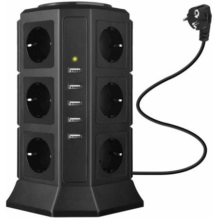 Euro Black USB Euro 12 bitin 3 Layer 5 USB portin ylikuormitus- ja ylij nnitesuojalla Soveltuu kotiin, sis tiloihin