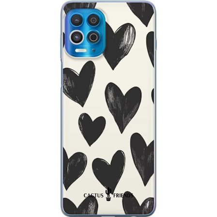 Kompatibel Mobilcover til Motorola Motorola Edge S Cactus and Friends - Bold Black Love Pattern