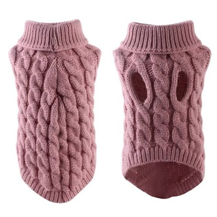 Pet Tröjor Väst Turtleneck stickad tröja PINK S(1-2KG)