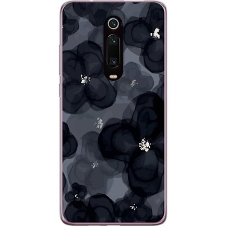 Kompatibelt Mobilskal till Xiaomi Xiaomi Mi 9T Pro Abstrakt mörkt blommönster i svartgrå toner med elegant och dramatisk känsla