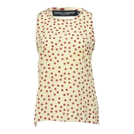 Dolce & Gabbana Pre-owned, Polka Dot Sleeveless Blouse in Silk Wit, Dames, Maat:M