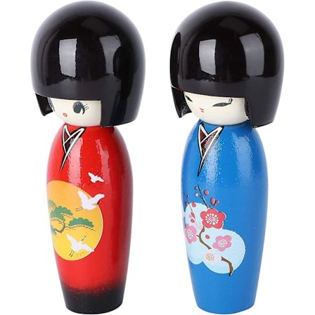 Japanilainen Kokeshi-nukke Kokeshi-puunukke Kimono-tyttökoriste Kimono-figuurit Patsaat Pöytäkoriste, Satunnainen tyyli (FMY)
