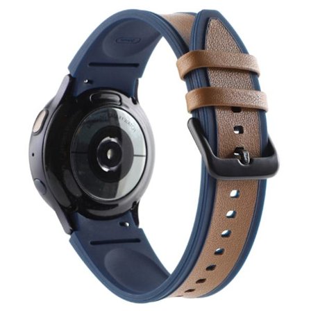 Samsung Galaxy Watch 5 / 4 / 3 aitoa nahkaa ja silikonia oleva ranneke - Sininen / Sininen
