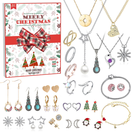 Smykker Adventskalender 2022 For Kvinder Piger, 24 Overraskelser Med Halskæde Øreringe Ringe Armbånd Ankelkæde Modesmykker Til W Styles 5