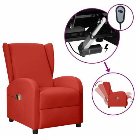 Vidaxl Elektronisk Massagefåtölj Vinröd Konstläder Röd