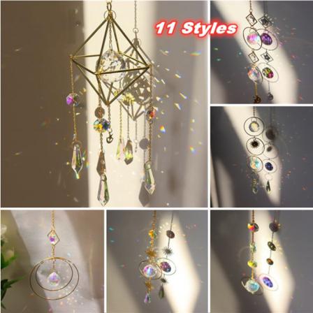 11 Stilar Crystal Windchimes Star Moon Hänge Handgjord Sunlight