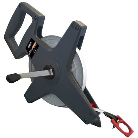 Målebånd i stål - FISCO - 100 m x 10 mm - B3 spids - Klasse II - ABS - Selv-låsende