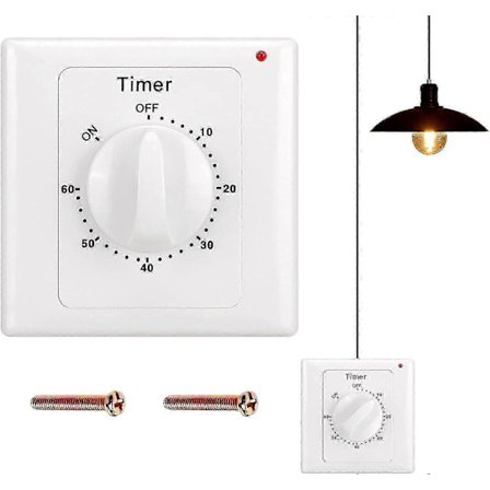 60 Minut Nedtællingsur Kontakt til Badeværelsesventilatorlys, Overflademonteret Vandtæt Mekanisk Ur (FMY)